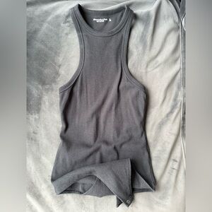 Abercrombie & Fitch Ribbed Black Racerback Bodysuit